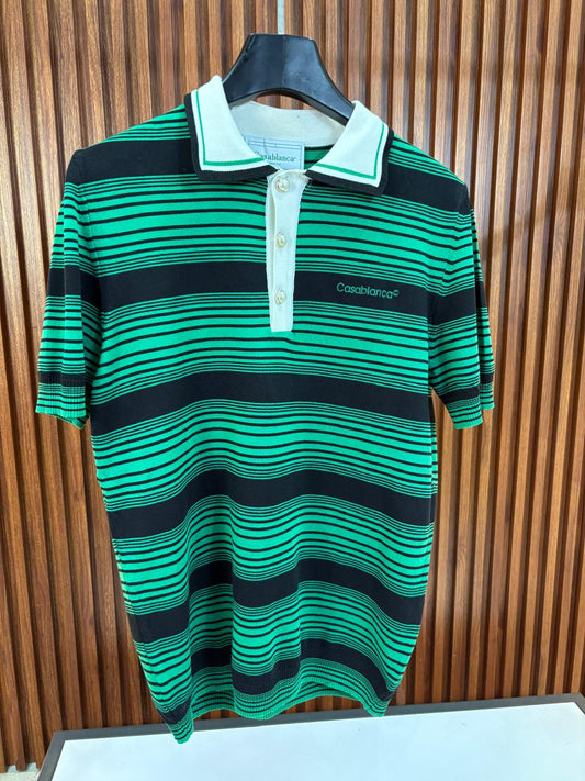 Playera Casa Blanca raya verde con negro